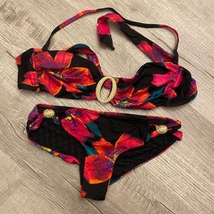 Deep floral bikini with O ring- Victoria’s Sefret